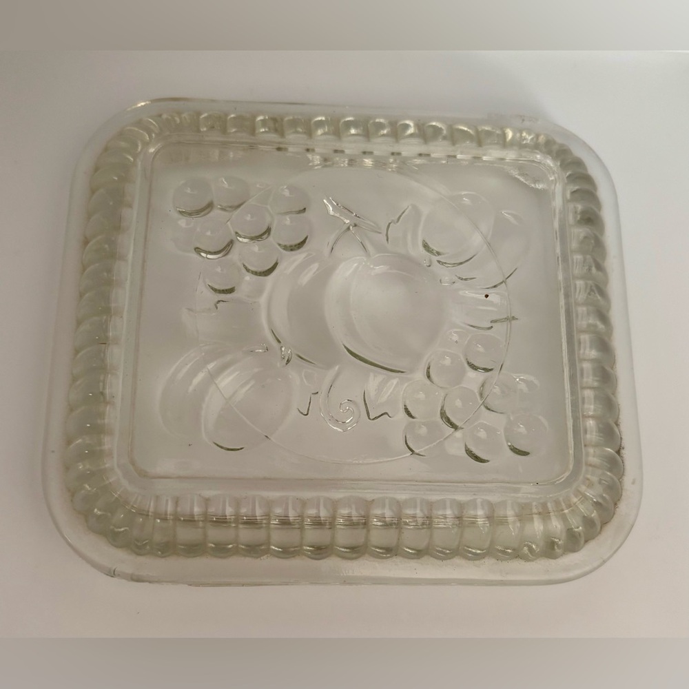 Vintage 1950s Federal Glass Refrigerator Dish LID ONLY Fruit Design 5”x4.5"